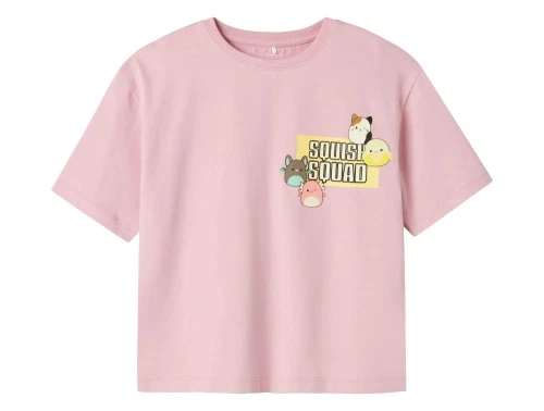 t-shirt fra Name It i cameo pink med Squishmallows print foran